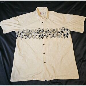 Hilo Hattie "The Hawaiian Original" Button Up Men's XL Vintage Black Floral S/S